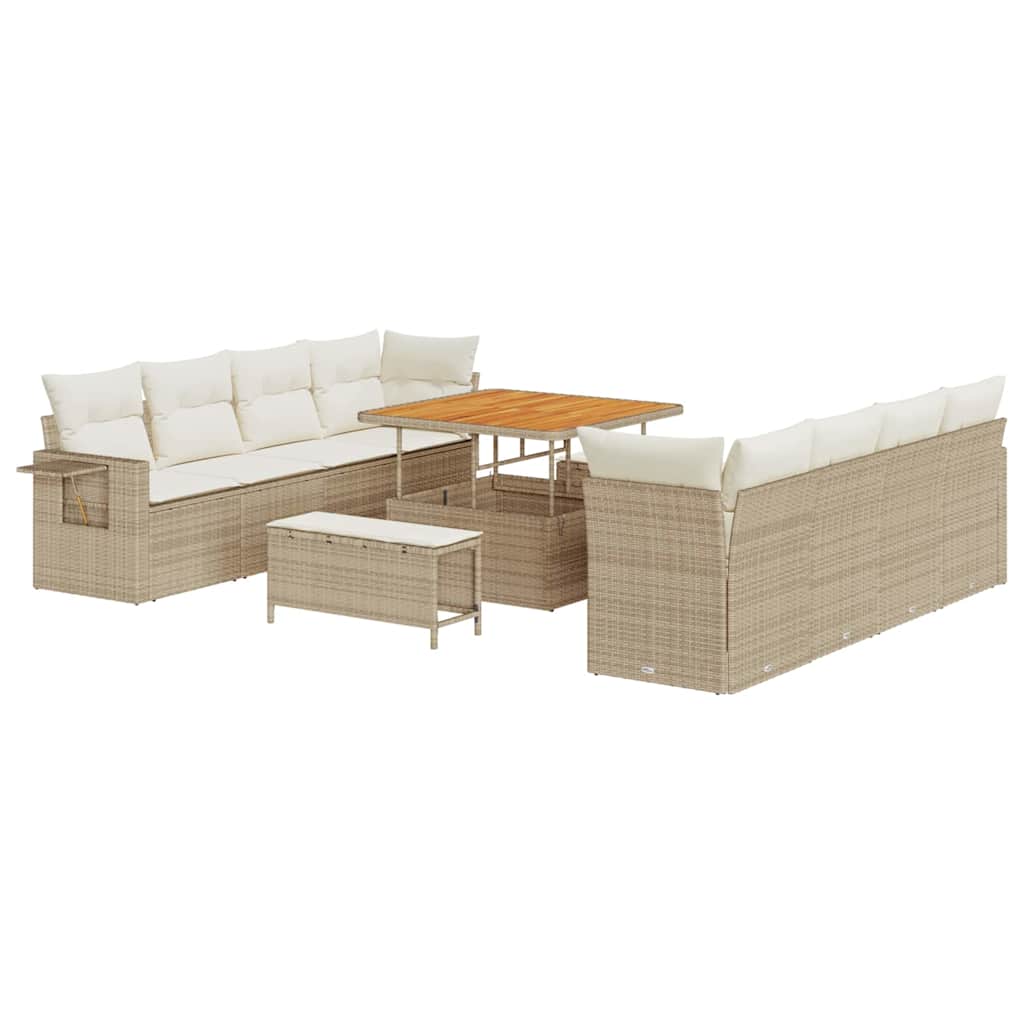 Set Divano da Giardino 11 pcs Beige Poly Rattan