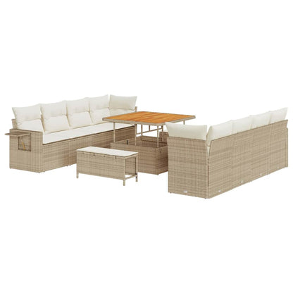 Set Divano da Giardino 11 pcs Beige Poly Rattan