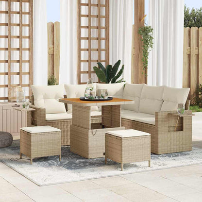 Set Divano da Giardino con cuscino 8 pcs Beige polyrattan