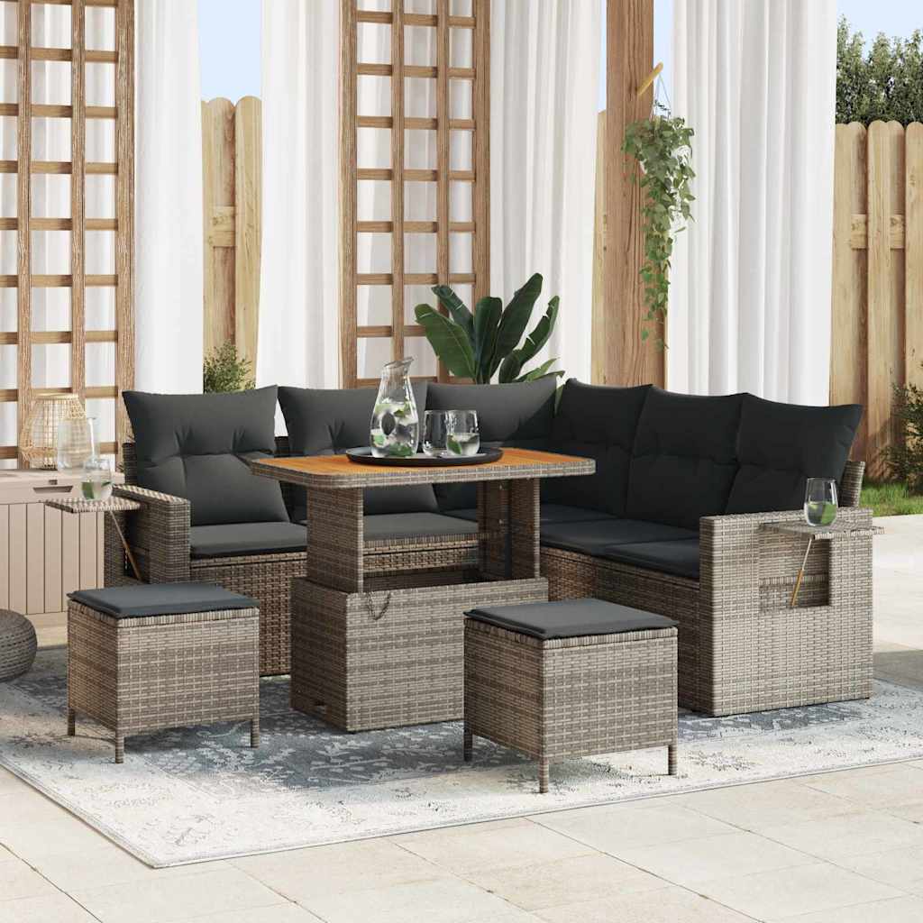 Set Divano da Giardino 8 pcs Grigio polyrattan
