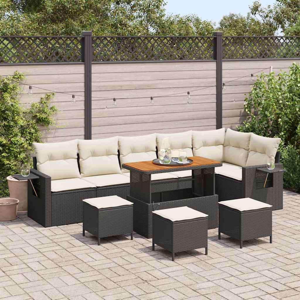 Set Divano da Giardino 10 pcs Nero polyrattan