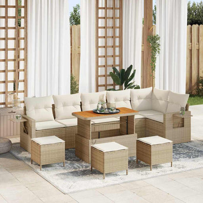 Set Divano da Giardino 10 pcs Beige polyrattan