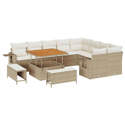 Set Divano da Giardino 12 pcs Beige polyrattan