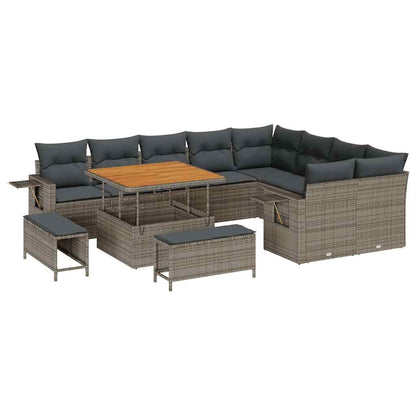 Set Divano da Giardino 12 pcs Grigio polyrattan