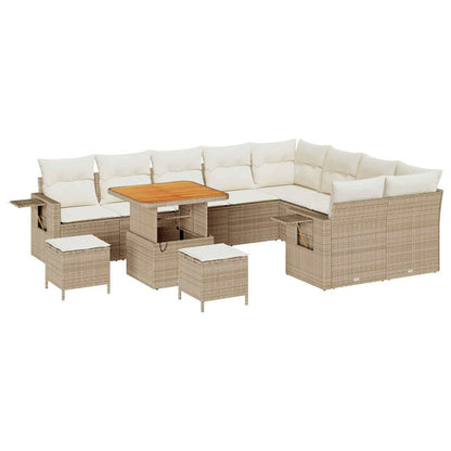 Set Divano da Giardino 12 pcs Beige polyrattan