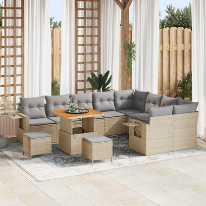Set Divano da Giardino 12 pcs Beige polyrattan