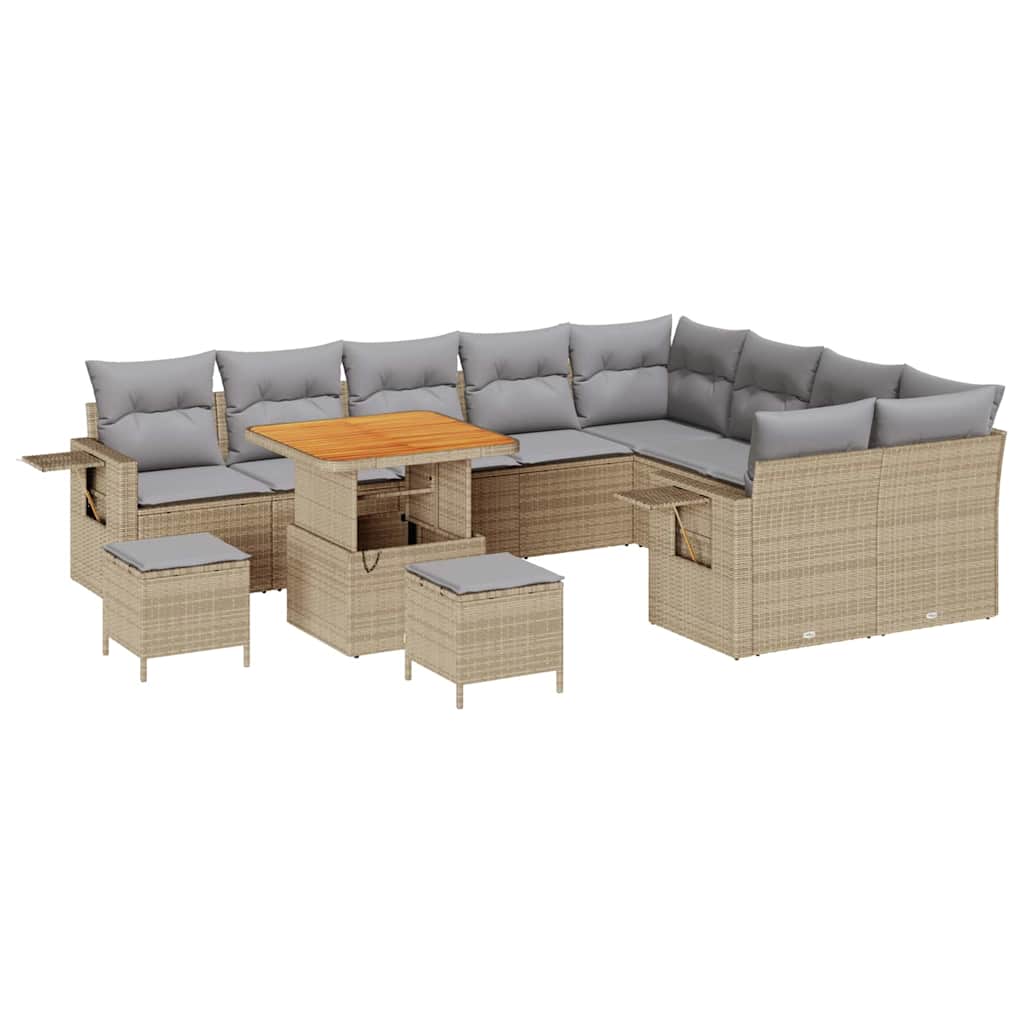 Set Divano da Giardino 12 pcs Beige polyrattan