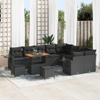 Set Divano da Giardino 12 pcs Nero polyrattan