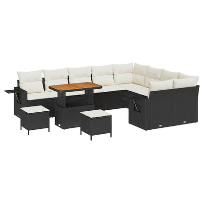 Set Divano da Giardino 12 pcs Nero polyrattan