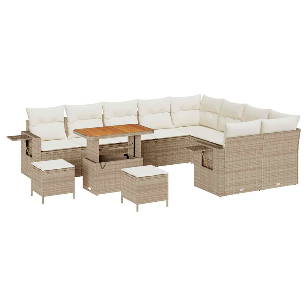 Set Divano da Giardino 12 pcs Beige polyrattan