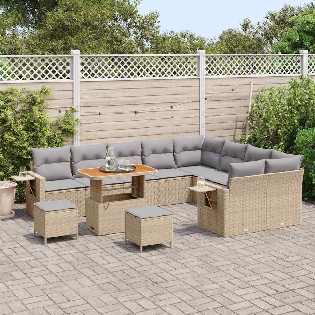 Set Divano da Giardino 12 pcs Beige polyrattan