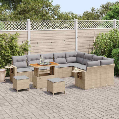 Set Divano da Giardino 12 pcs Beige polyrattan