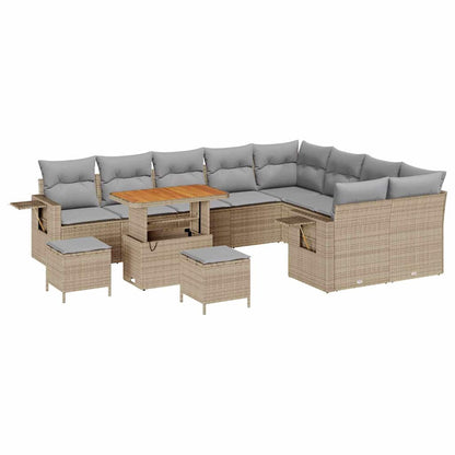 Set Divano da Giardino 12 pcs Beige polyrattan