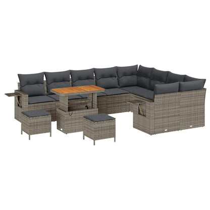 Set Divano da Giardino 12 pcs Grigio polyrattan