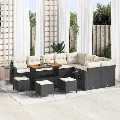 Set Divano da Giardino 13 pcs Nero polyrattan