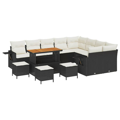 Set Divano da Giardino 13 pcs Nero polyrattan