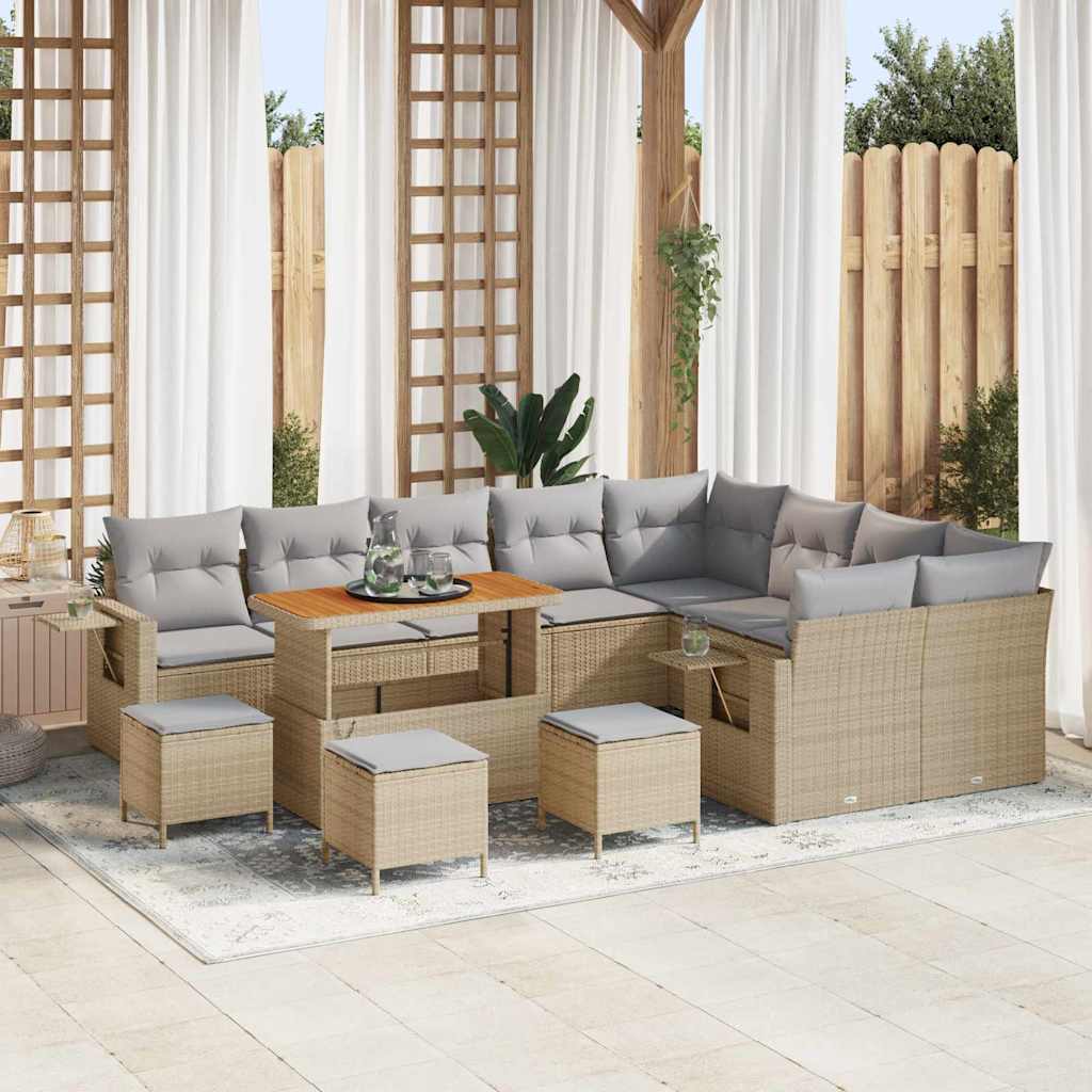 Set Divano da Giardino 13 pcs Beige polyrattan