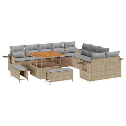 Set Divano da Giardino 13 pcs Beige polyrattan