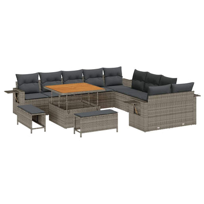 Set Divano da Giardino 13 pcs Grigio polyrattan