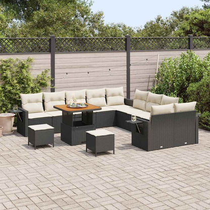 Set Divano da Giardino 13 pcs Nero polyrattan