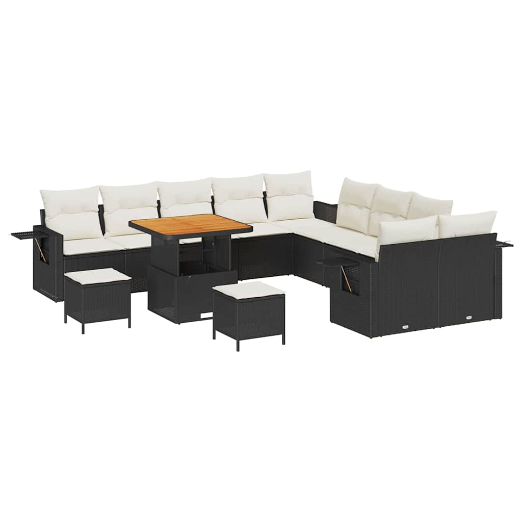 Set Divano da Giardino 13 pcs Nero polyrattan