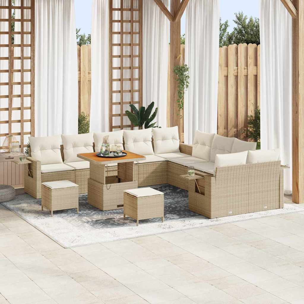 Set Divano da Giardino 13 pcs Beige polyrattan