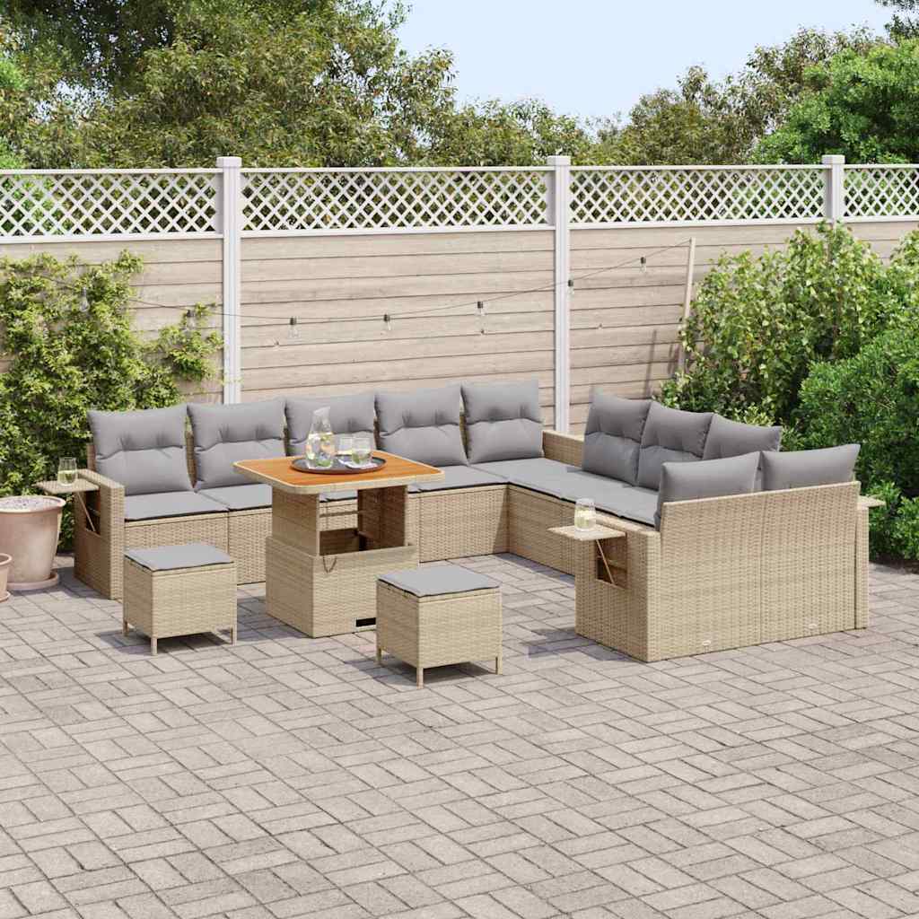 Set Divano da Giardino 13 pcs Beige polyrattan