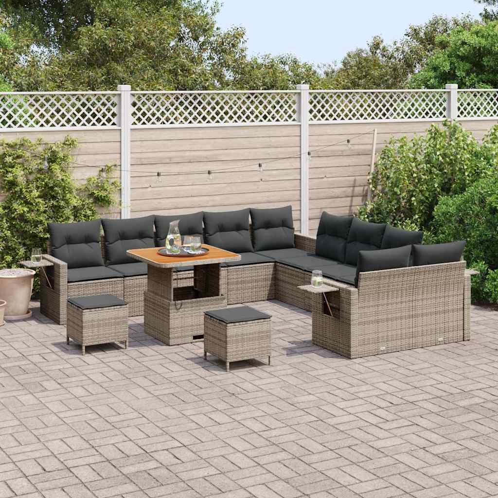 Set Divano da Giardino 13 pcs Grigio polyrattan