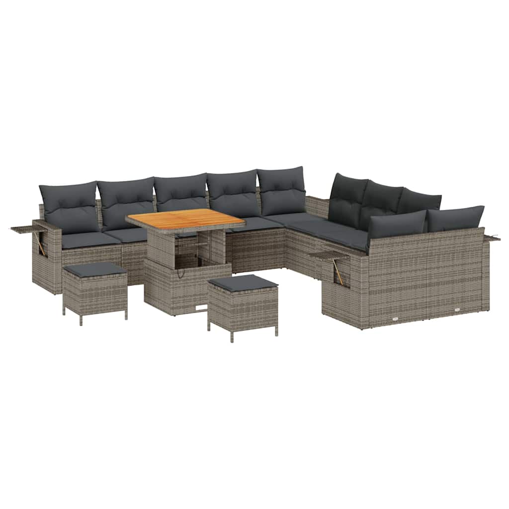 Set Divano da Giardino 13 pcs Grigio polyrattan