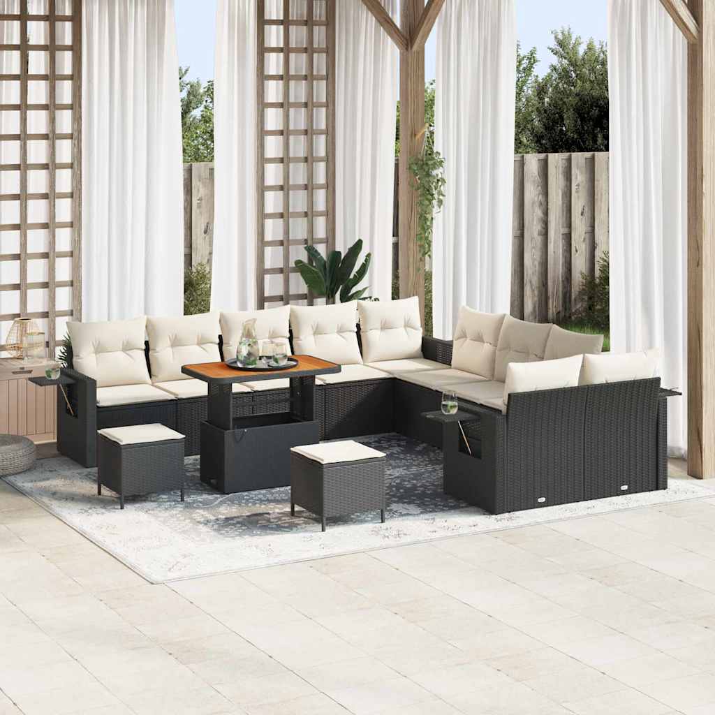 Set Divano da Giardino 13 pcs Nero polyrattan