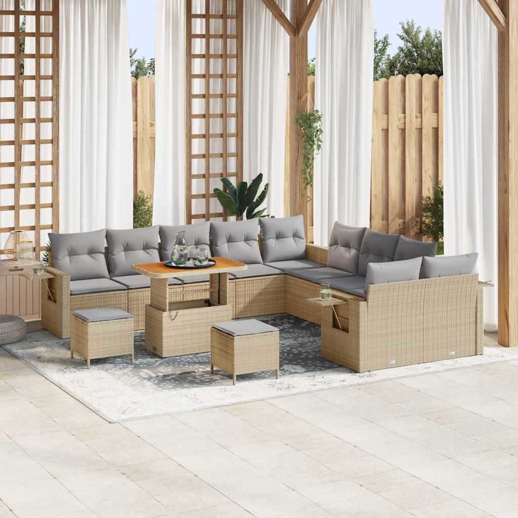 Set Divano da Giardino 13 pcs Beige polyrattan
