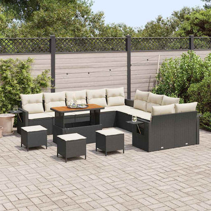Set Divano da Giardino 14 pcs Nero polyrattan