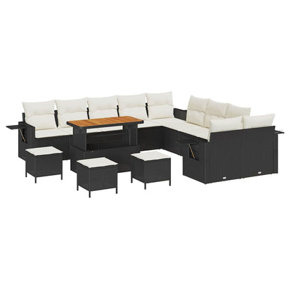 Set Divano da Giardino 14 pcs Nero polyrattan