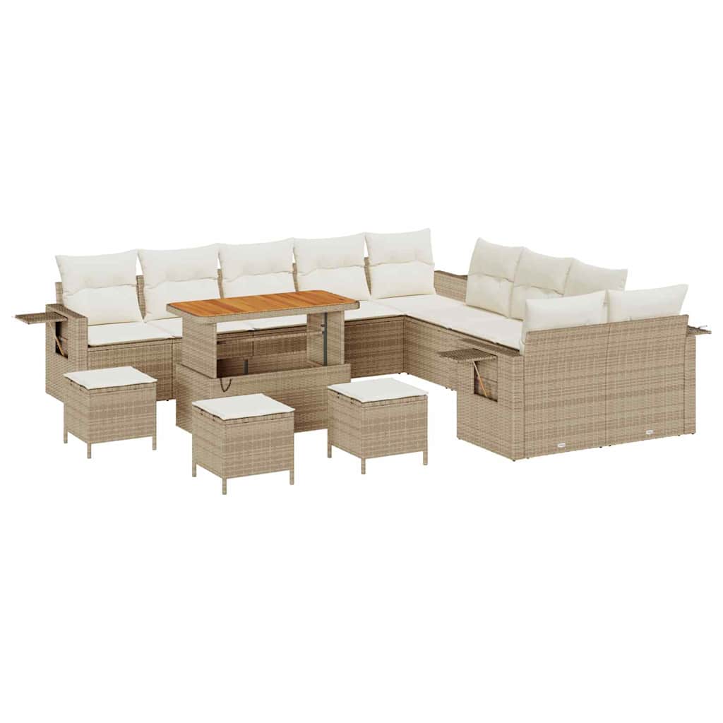 Set Divano da Giardino 14 pcs Beige polyrattan