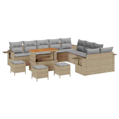 Set Divano da Giardino 14 pcs Beige polyrattan
