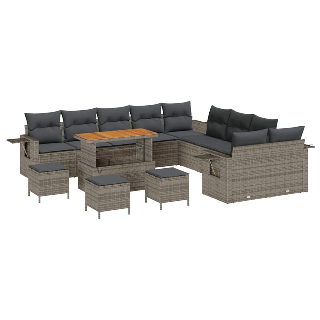 Set Divano da Giardino 14 pcs Grigio polyrattan