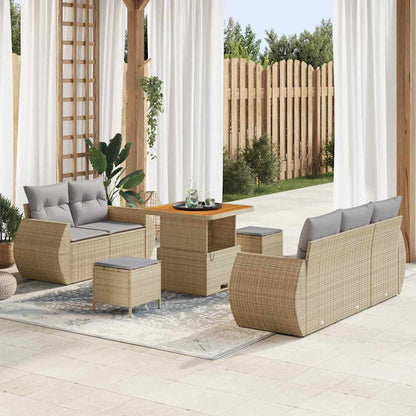 Set Divano da Giardino 8 pcs Beige polyrattan