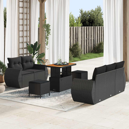 Set Divano da Giardino 8 pcs Nero polyrattan