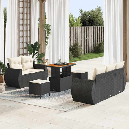 Set Divano da Giardino 8 pcs Nero polyrattan