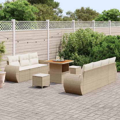 Set Divano da Giardino con cuscino 10 pcs Beige polyrattan