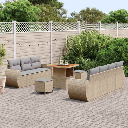 Set Divano da Giardino con cuscino 10 pcs Beige polyrattan