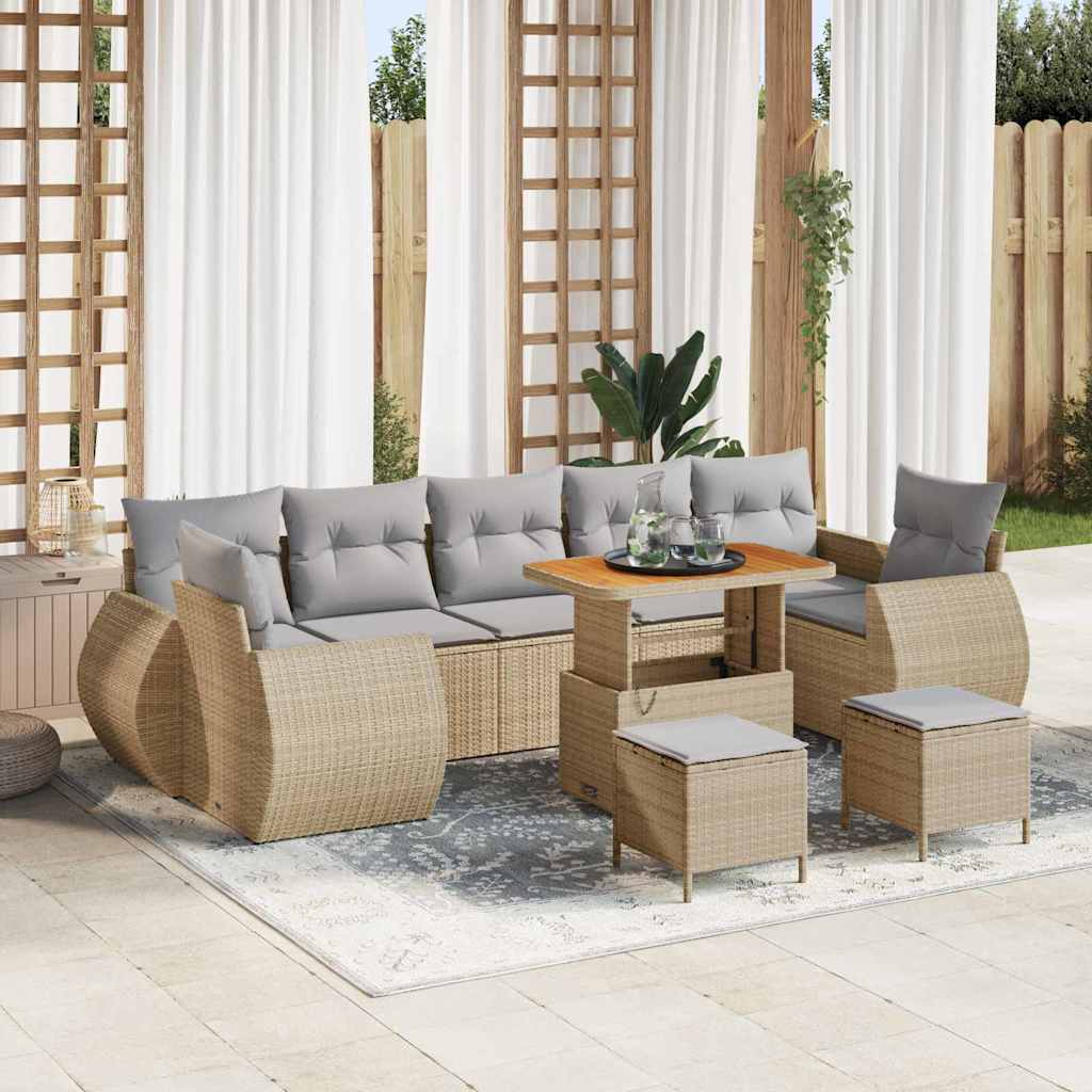 Set Divano da Giardino 10 pcs Beige polyrattan