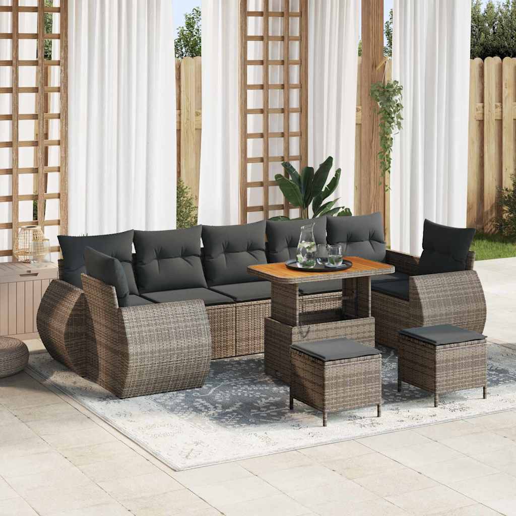 Set Divano da Giardino 10 pcs Grigio polyrattan