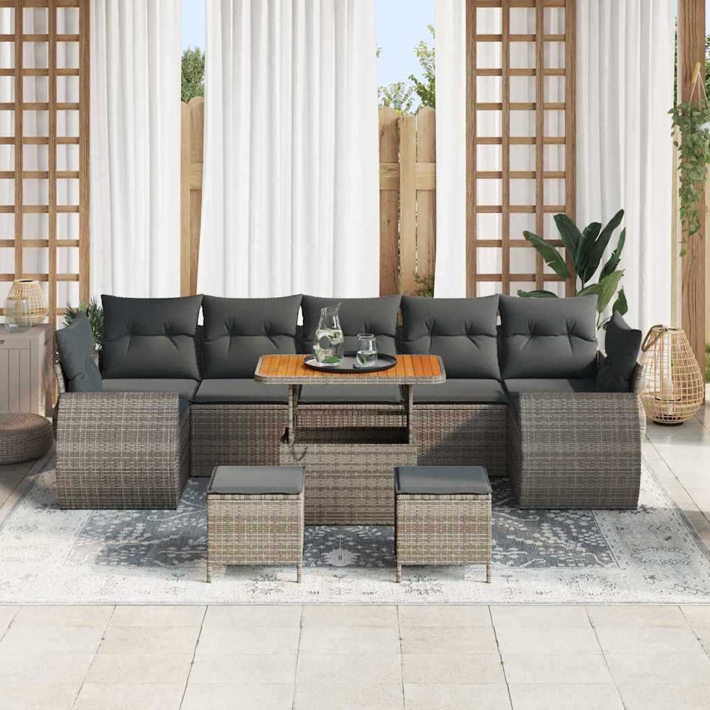 Set Divano da Giardino 10 pcs Grigio polyrattan