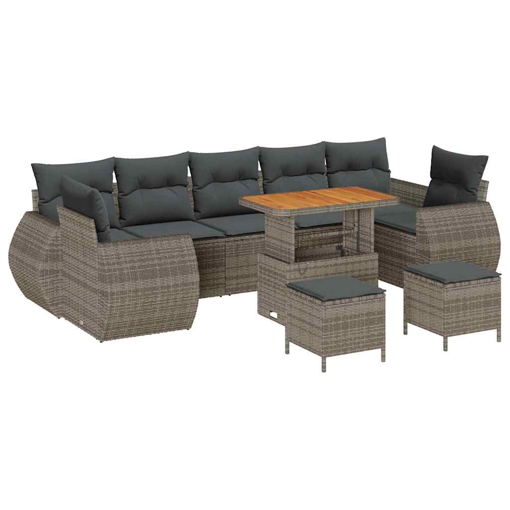 Set Divano da Giardino 10 pcs Grigio polyrattan