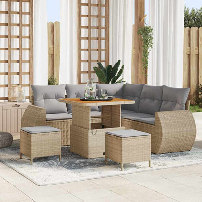 Set Divano da Giardino 8 pcs Beige polyrattan