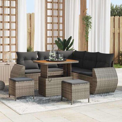 Set Divano da Giardino 8 pcs Grigio polyrattan