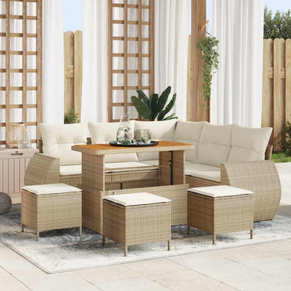Set Divano da Giardino 9 pcs Beige polyrattan