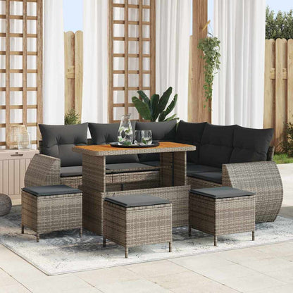 Set Divano da Giardino 9 pcs Grigio polyrattan