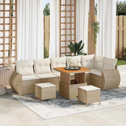 Set Divano da Giardino 9 pcs Beige polyrattan